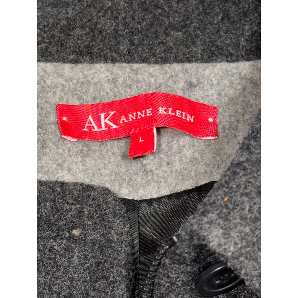 Anne Klein Car Coat Mens L Charcoal Grey Wool Blend Zip Button Jacket Preloved - Picture 8 of 13